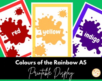 COLOURS OF RAINBOW, Rainbow Colours Display, A4 Posters Set With 6 ...