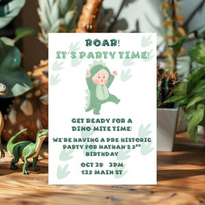 ROAR Dinosaur Boy Birthday Party Invitation, Editable Template in Canva, Printable Invite, Instant Download, Birthday Invitation, Party