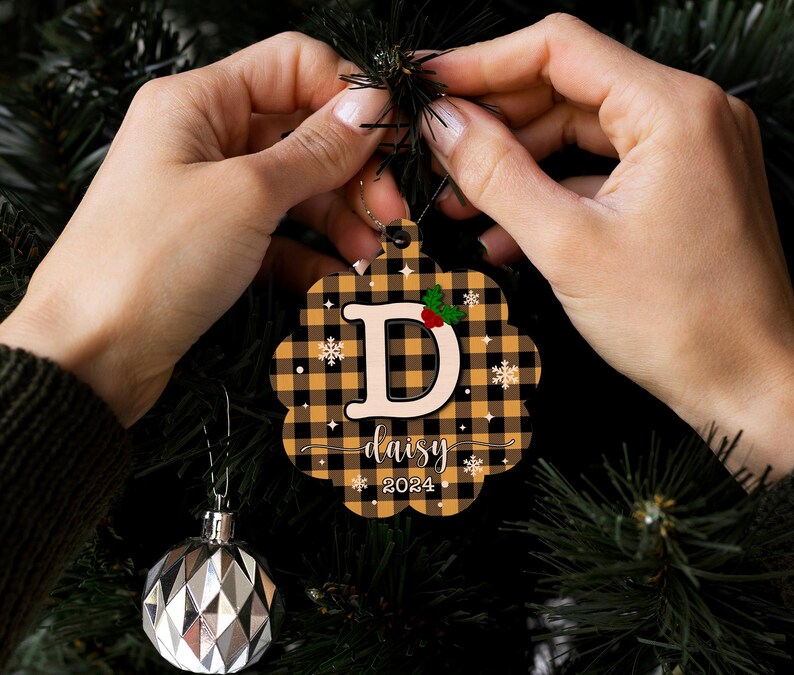 Custom Initial Ornament, Personalized Ornament Name, Family Christmas