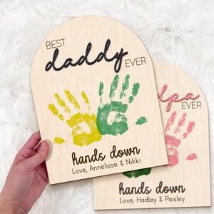 Personalized Dad Handprint Sign, Custom Dad Hand Down Sign, Best Dad Ever, Kid Handprint For Fathers Day Gifts, Daddy Craft, Papa Gifts