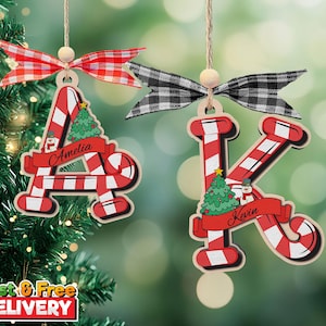 Letter Name Christmas Ornament 2025, Personalized Ornament Name, Monogram Alphabet Ornament, Custom Initial Ornament, Family Ornaments