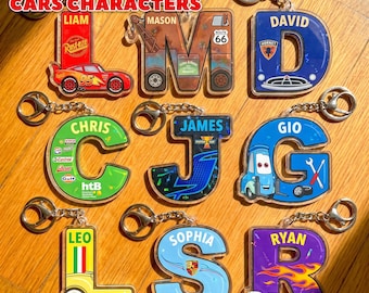 Custom Name Cars Disney Keychain, Personalized Cars Disney Letter Keychain, Cars Disney Keychain Gift for Boy And Girl, Cartoon Disney Gifts