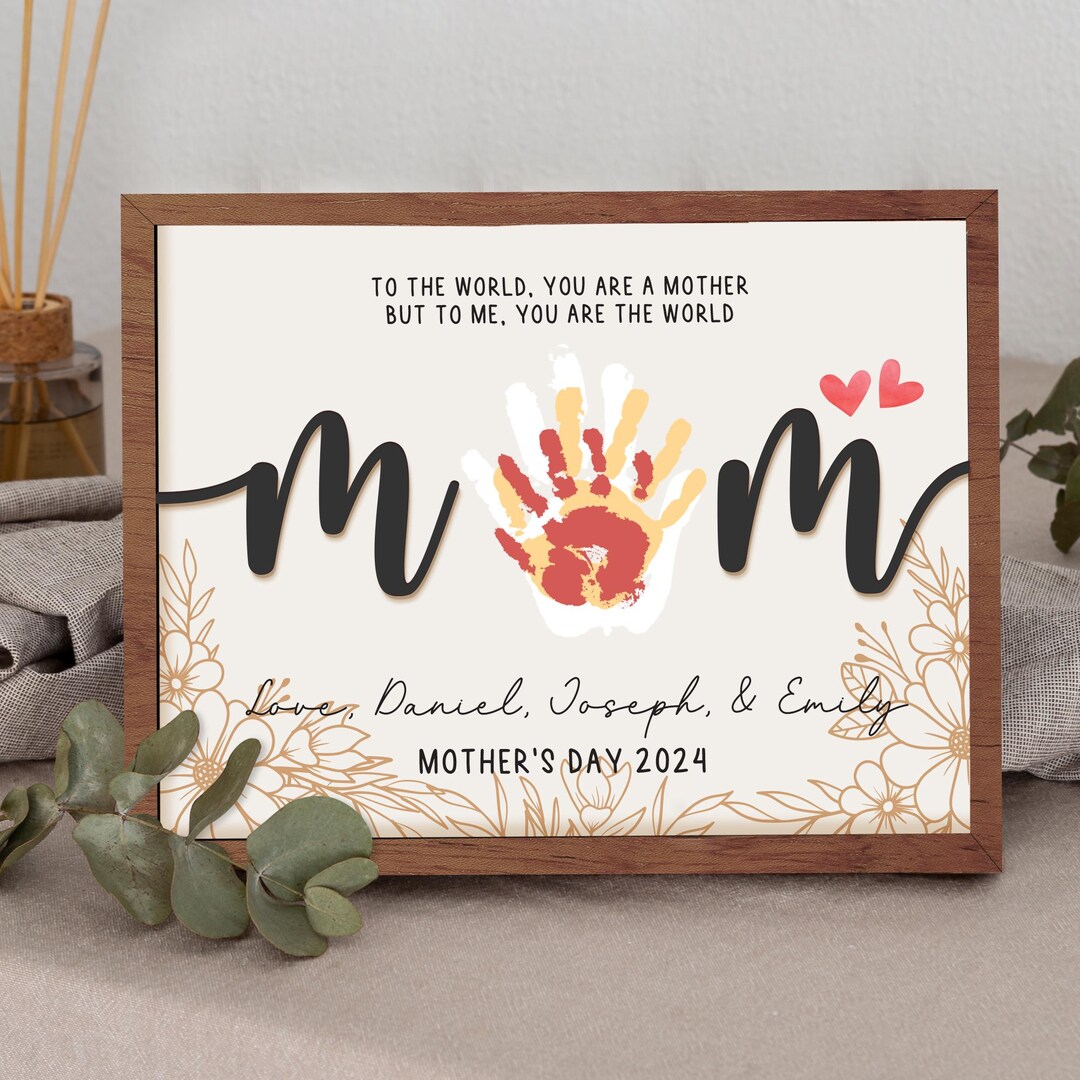 Custom Kid's Name Handprint Wood Sign, Perfect Gift for Mother's Day ...