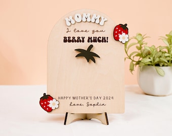 Mom Signs with Kids Names, Personalized DIY Mother's Day Handprint Wooden Sign, DIY Gift for Mum, Mother's Day Sign, Mom Gift from Kids