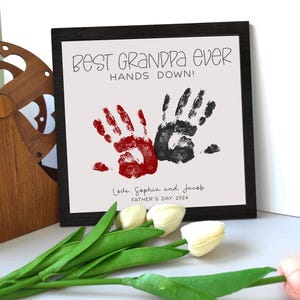 Personalized Gift from Kids, Best Dad Ever Hands Down Sign, DIY Handprint Sign, DIY Fathers Day Sign, Custom Fathers Day Gift from Kids
