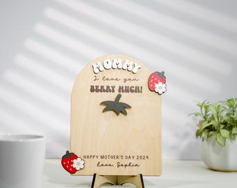 Personalized DIY Mother's Day Handprint Wooden Sign, DIY Gift for Mum, Mother's Day Sign, Mom Gift from Kids, Mom Signs with Kids Names