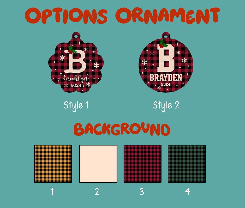 Custom Initial Ornament, Personalized Ornament Name, Family Christmas