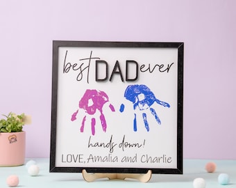 Personalized Best Dad Ever Hands Down and Custom Message Sign, Personalized Gift for Dad from Kids, DIY Hands Down Sign, Father's Day Gift