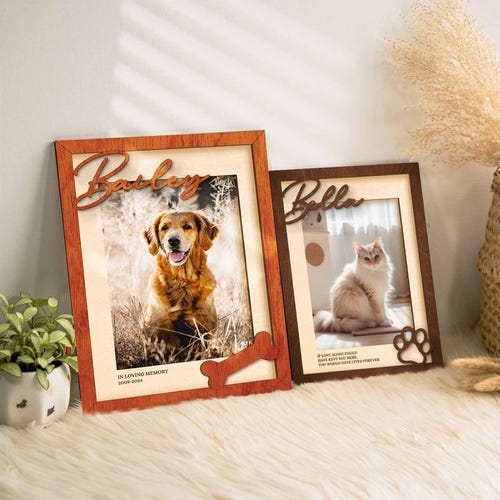 Personalized Pet Memorial Picture Frame, Pet Lover Photo Gift, Dog Keepsake Sign with Name, Cat Loss Gift, Pet Loss , Loss Of Dog MP43