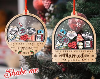 Personalized Married Ornament 2025, First Christmas Married Ornament, Custom Wedding Couple Christmas Ornament, Just Married Ornament