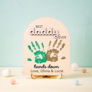 Kid Handprint For Fathers Day Gifts, Personalized Dad Handprint Sign, Custom Dad Hand Down Sign, Best Dad Ever, Daddy Craft, Papa Gifts