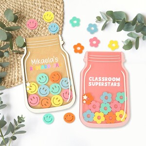 Personalized Reward Jar with Tokens Classroom, Teacher Star Jar Chore Chart, Potty Training, Reward Jar with Tokens Classroom Teacher
