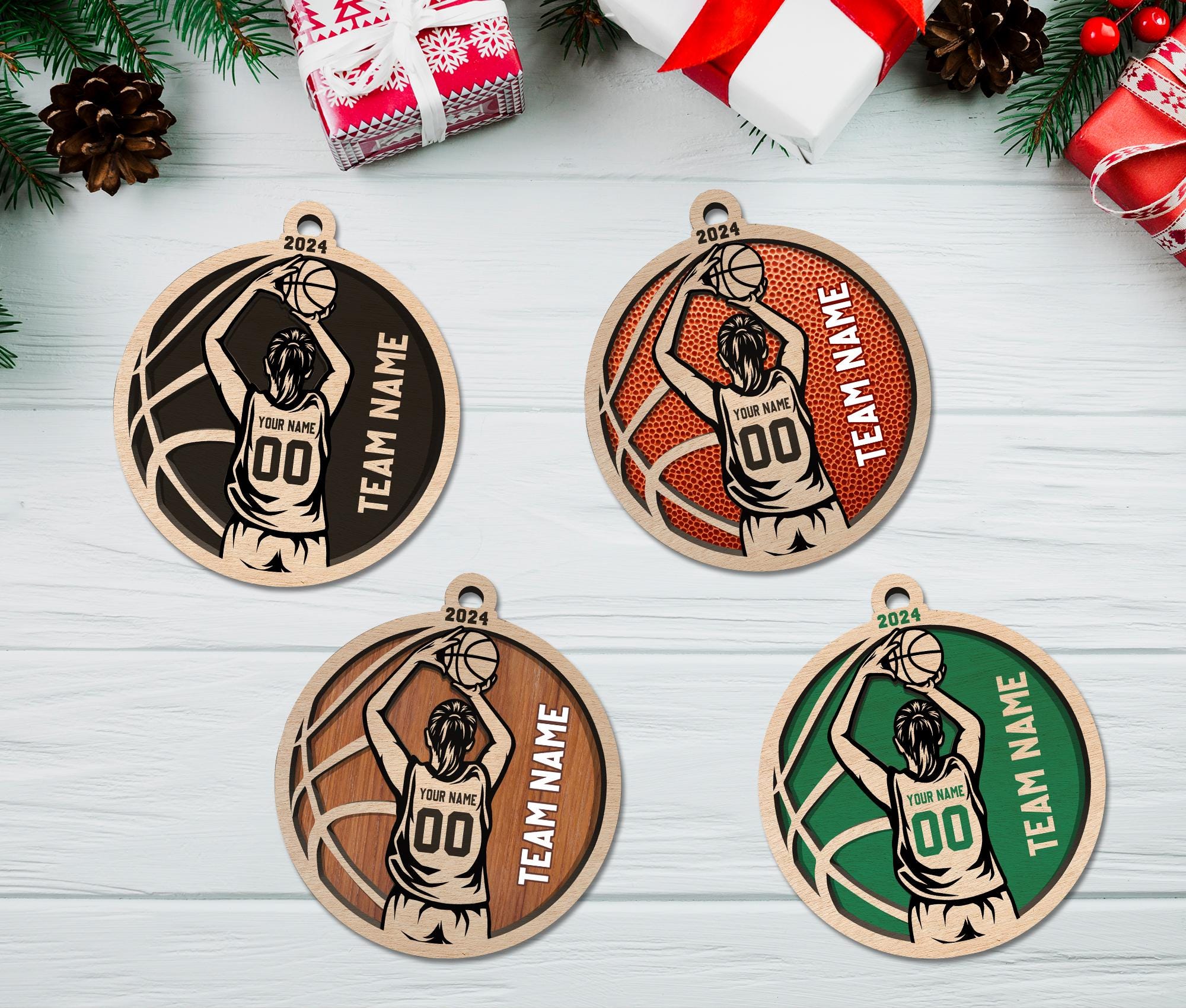 Personalized Basketball Layered Wood Ornament 2024, Custom Basketball Girl Christmas Ornament, Basketball Christmas Ornaments Home Decor