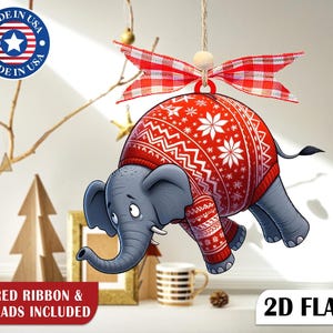 Elephant Christmas Decor, Custom Elephant Christmas Ornaments, Gift for Elephant Lovers, Custom Elephant 2D Flat Christmas Ornaments 2024