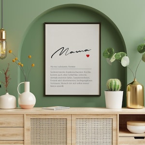 Póster - DEFINICIÓN "Mamá" - cuadro de pared - póster - regalo amoroso - A3/A4 - con o sin marco, para colgar, personalizable