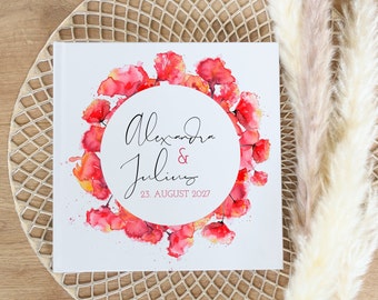 Poppy - square wedding guest book