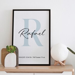 Póster con nombre personalizado: regalo con cariño, cuadro de pared o póster de nacimiento A3, A4 con o sin marco y para colgar.