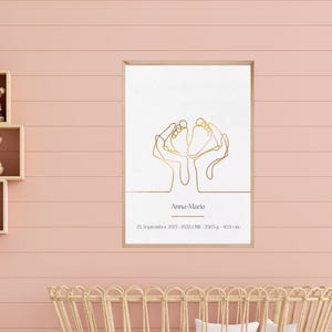 Póster infantil con acabado laminado - "Pies Amados" - Cuadro - Póster - Regalo con cariño - A3/A4 - Con o sin marco, para colgar