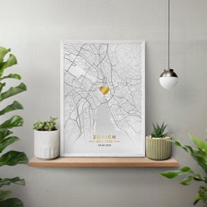 Póster de la ciudad con acabado laminado "Zúrich" - cuadro de pared - póster - gran idea de regalo - A3/A4 - con o sin marco, para colgar