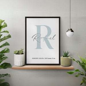 Póster con nombre personalizado con acabado laminado: regalo con cariño, cuadro de pared o póster de nacimiento A3, A4 con o sin marco/para colgar.