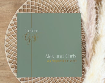 Linea - quadratisches Gästebuch zur Hochzeit - mit Folie veredelt