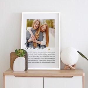 Póster con acabado laminado - DEFINICIÓN "Hermana" - Cuadro de pared - Póster - regalo con cariño - A3/A4 - con o sin marco, para colgar