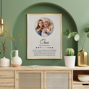 Póster - DEFINICIÓN "Abuela" - cuadro de pared - póster - regalo cariñoso - A3/A4 - con o sin marco, para colgar
