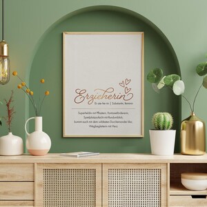 Póster con acabado laminado - DEFINICIÓN "Educador" - Cuadro de pared - Póster - Regalo con cariño - A3/A4 - Con o sin marco, para colgar