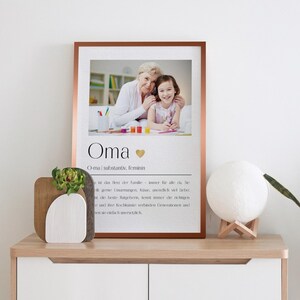 Póster con acabado laminado - DEFINICIÓN "Abuela" - cuadro de pared - póster - regalo cariñoso - A3/A4 - con o sin marco, para colgar