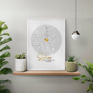 Póster de ciudad con acabado laminado "Sydney" - cuadro de pared - póster - gran idea de regalo - A3/A4 - con o sin marco, para colgar