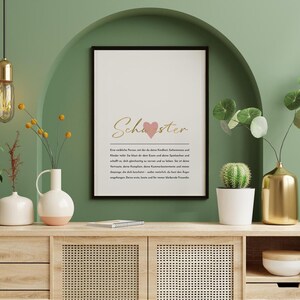 Póster con acabado laminado - DEFINICIÓN "Hermana" - Cuadro de pared - Póster - regalo con cariño - A3/A4 - con o sin marco, para colgar