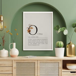Póster - DEFINICIÓN "Abuela" - cuadro de pared - póster - regalo cariñoso - A3/A4 - con o sin marco, para colgar