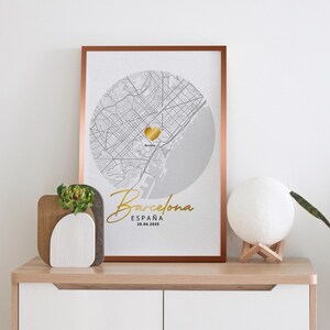 Póster de ciudad con acabado laminado "Barcelona" - cuadro de pared - póster - gran idea de regalo - A3/A4 - con o sin marco, para colgar
