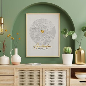 Póster de ciudad con acabado laminado "Ámsterdam" - cuadro de pared - póster - gran idea de regalo - A3/A4 - con o sin marco, para colgar