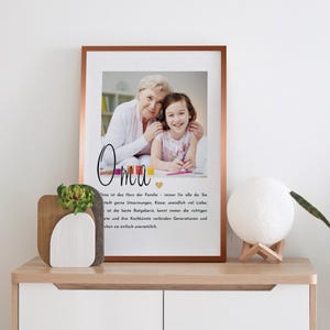 Póster con acabado laminado - DEFINICIÓN "Abuela" - cuadro de pared - póster - regalo cariñoso - A3/A4 - con o sin marco, para colgar
