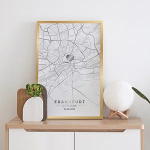 Póster de la ciudad con acabado laminado "Frankfurt" - Cuadro - Póster - Gran idea de regalo - A3/A4 - Con o sin marco, para colgar
