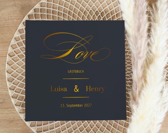 Swing - square guest book for the wedding - refined with foil