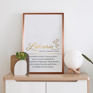 Póster con acabado laminado - DEFINICIÓN "Maestra" - Cuadro de pared - Póster - Regalo con cariño - A3/A4 - Con o sin marco, para colgar