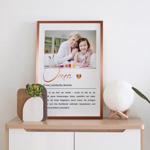 Póster con acabado laminado - DEFINICIÓN "Abuela" - cuadro de pared - póster - regalo cariñoso - A3/A4 - con o sin marco, para colgar