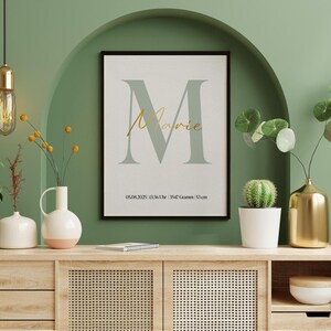 Póster con nombre personalizado con acabado laminado: regalo cariñoso, cuadro de pared o póster de nacimiento A3, A4 con o sin marco o para colgar.