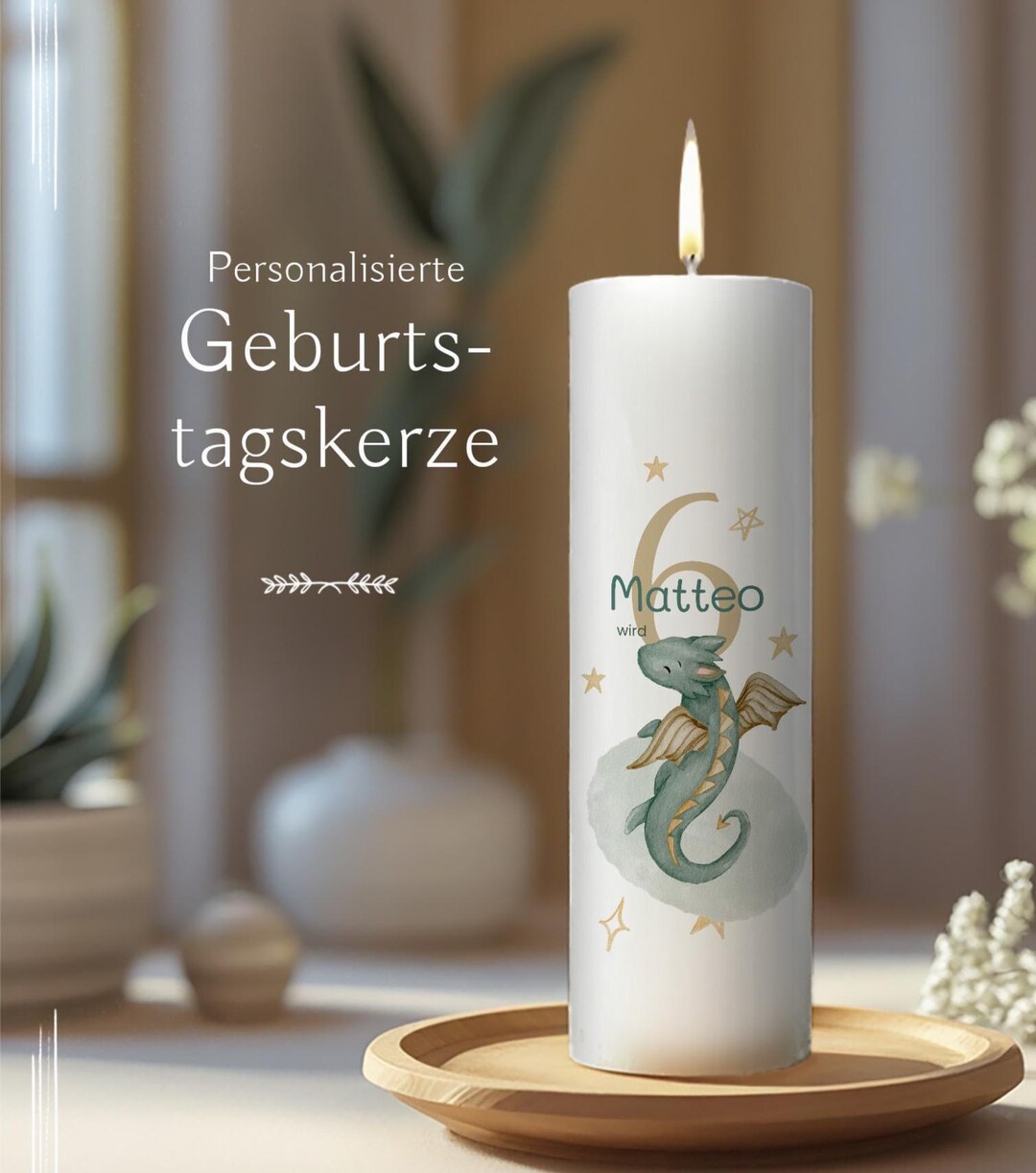 Matteo - personalisierte Geburtstagskerze für Kinder - mit Name und Motiv–perfektes Geschenk zum Kindergeburtstag, Babygeburtstag oder Taufe