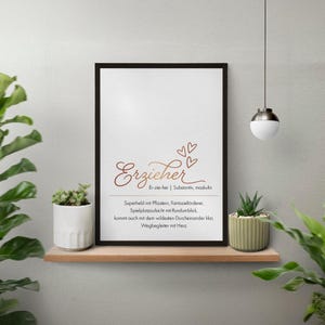 Póster con acabado laminado - DEFINICIÓN "Educador" - Cuadro de pared - Póster - Regalo con cariño - A3/A4 - Con o sin marco, para colgar