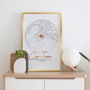 Póster de ciudad con acabado laminado "Ciudad del Cabo" - cuadro de pared - póster - gran idea de regalo - A3/A4 - con o sin marco, para colgar