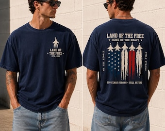 America 250 Years Comfort Color Shirt, Land Of The Free Top, 1776 2026 Patriotic Tee, Fighter Jet American Flag Top , Veteran Gift