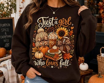 Just A Girl Who Loves Fall Sweatshirt, Autumn Leopard Football Pullover, Cozy Pumpkin Spice Coffee Shirt, Cute Thanksgiving Women Gift