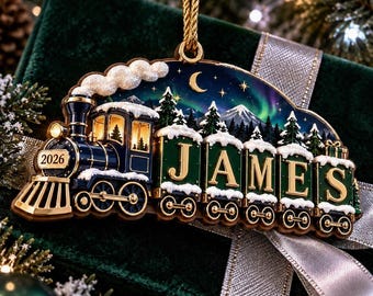 Adorno acrílico personalizado de tren, decoración personalizada para árbol de Navidad infantil, adorno con nombre del Expreso de Invierno Polar, regalo de recuerdo navideño para niños 2026