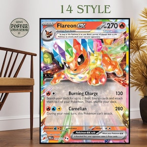 Affiches Pokémon, cartes évolution prismatique, impression d'affiche, ombrelle, charizard, pikachu, toile de coton, art mural naturel pokemon personnalisé