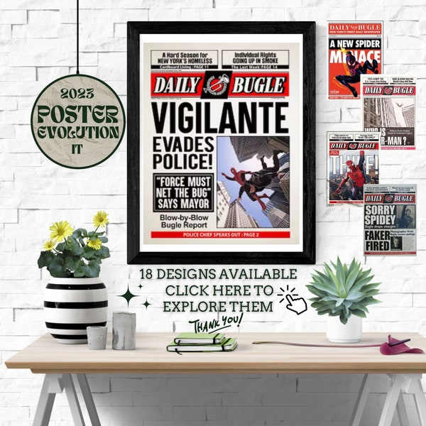 New York Daily Bugle NEWSPAPER SPIDER-Man Print POSTER, Wall Art for Comic Decor from the first trilogy, comics poster, spiderman poster