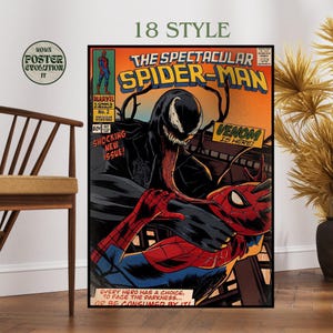 Spiderman vs Venom saga Newspaper comics SPIDER-Man Print POSTER, best gift poster Decor from the first trilogy, comics poster, spiderman