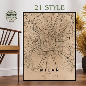 Poster Your Mondial City • Print op waterdicht natuurlijk canvas • Poster persoonlijke stijl, unieke my city map-stijl, vintage schilderijen, stadsplattegronden